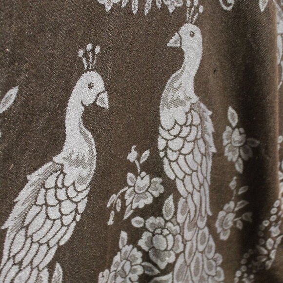 Gorgeous Mexican Poncho with Intricate Blue Peacock Motifs - Picture 4 of 4